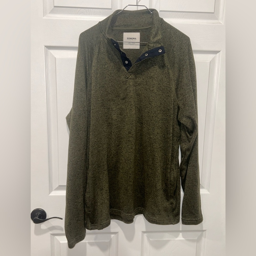 Sonoma Men’s Pullover With Pockets Shirt Size 3XLT‎ 1/4 Snap